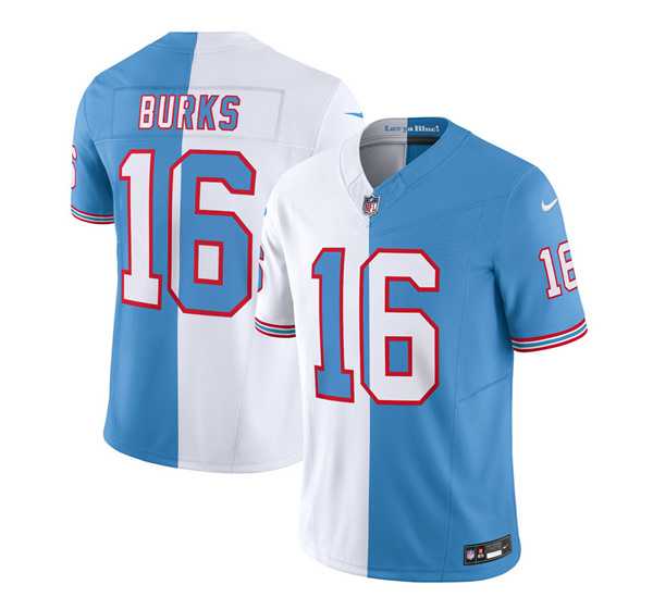 Men & Women & Youth Tennessee Titans #16 Treylon Burks White Blue 2023 F.U.S.E. Split Vapor Limited Throwback Jersey